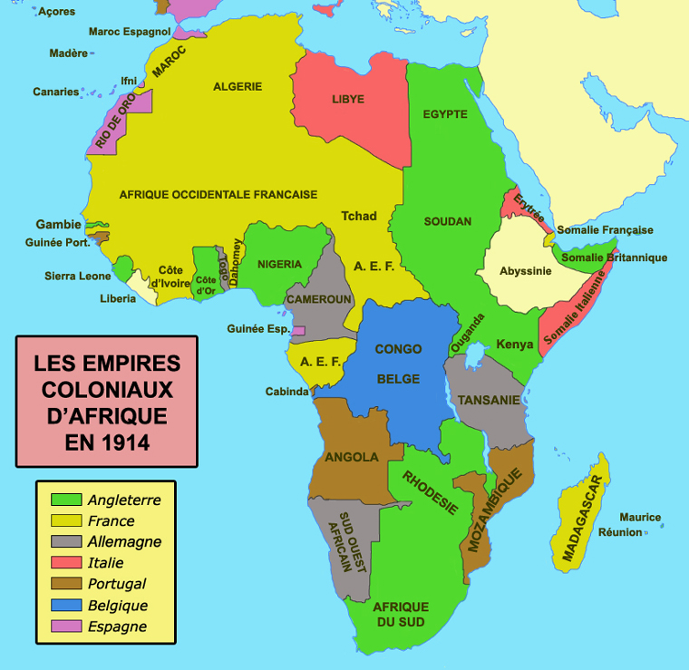 Carte de la colonisation de l’Afrique en 1914