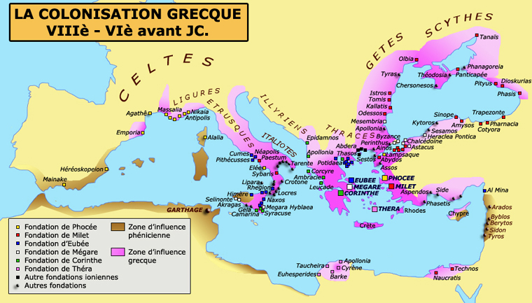 La colonisation grecque du VIIIè au VIè siècle. (Art grec)