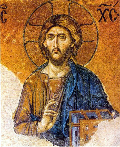 Christ Pantocrator. Détail de la Deisis de Sainte Sophie de Constantinople. XIIIè siècle. Mosaïque : l’image d’un Dieu transcendant et éloigné