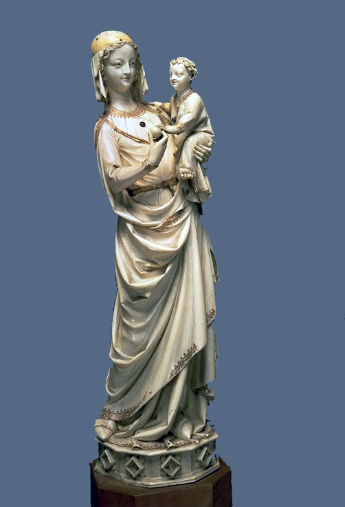 Vierge à l’Enfant de la Sainte-Chapelle Paris, vers 1250-1260 Statuette en ivoire, traces de polychromie - H 41 cm