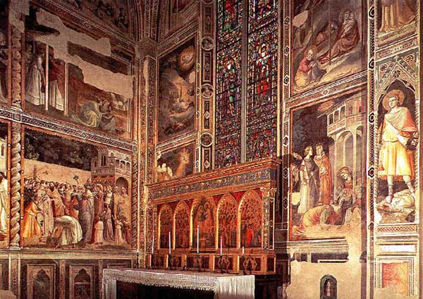 Taddeo Gaddi : Vue générale de la chapelle Baroncelli. 1328-1330. Fresque, Florence, Santa Croce
