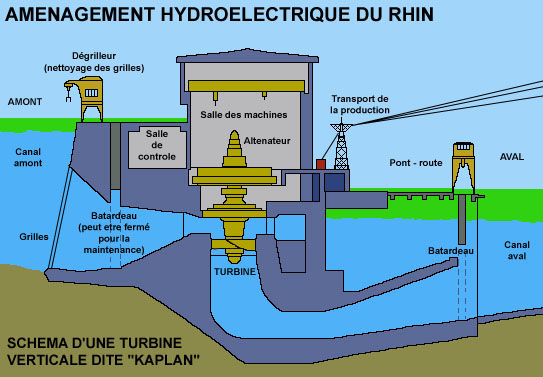 Schéma d’une turbine verticale de type « Kaplan »