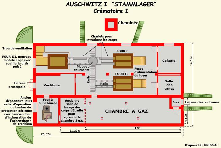 Auschwitz : plan du crématoire I du Stammlager