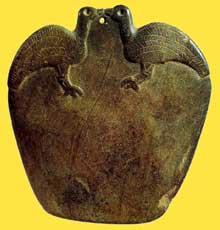 Egypte, culture de Nagada III : palette Kilchberg. Kilchberg collection (Suisse) 12,7 x 11,9 cm (schiste vert)  (Site Egypte antique)