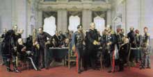 Le congrès de Berlin, 13 juin – 13 juillet 1878. Bismarck tente de refaire le partage des influences dans les Balkans, le « ventre mou » de l’Europe. Tableau d’Anton von Werner (1881)