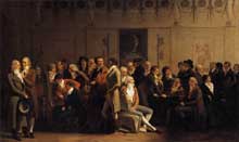 Louis Léopold Boilly : Rencontre d’artistes dans le studio d’Isabey. 1798. Huile sur toile, 71,5 x 111 cm. Paris, Musée du Louvre
