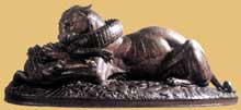 Antoine Barye : Tigre dévorant un gavial dans le Gange. 1831. Bronze, 100cm. Paris, musée d’Orsay