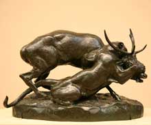 Antoine Barye : panthère tuant un cerf. 1835-1840. Bronze. New York, Metropolitan Museum