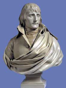 Charles Louis Corbet : Portrait de Napoléon Bonaparte, 1797 ? Plâtre, 85 cm. Nice, Musée Massena