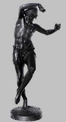 Francisque Joseph Duret : pêcheur napolitain dansant la tarentelle. 1833. Bronze, 158 cm. Paris, musée du Louvre