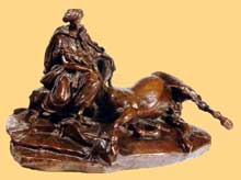 Carlo Marochetti : La mort d’un ami. Bronze, patine brune, 28,5 cm. Paris, Galerie Jacques Fischer