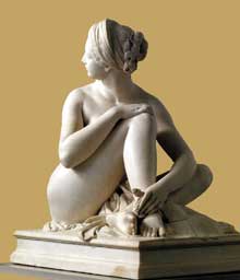 James Pradier : Odalisque. 1841. Marbre, 105 cm. Lyon, musée des beaux Arts