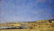 Eugène Boudin : Trouville, vue générale de la plage. 1890. Huile sur toile, 55,5 x 90 cm. Collection  privée
