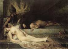 Fernand Cormon : meurtre au sérail. 1874.  Huile sur toile, 160 x 220 cm. Besançon, Musée des beaux Arts