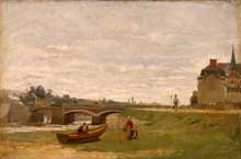 Stanislas Lépine : paysage avec un pont. Vers 1870. Huile sur toile. Saint-Pétersbourg, Musée de l’Ermitage