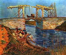 Vincent Van Gogh : le pont de Langlois. Mars 1888. Huile sur toile, 54 x 65 cm. Otterlo, Rijksmuseum Kröller-Müller