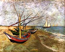 Vincent Van Gogh : barques sur la plage. Juin 1888. Huile sur toile, 64 x 81 cm. Amsterdam, Rijksmuseum Vincent van Gogh
