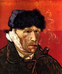 Vincent Van Gogh : autoportrait à la pipe. Janvier 1889. Huile sur toile, 51 x 45 cm. Chicago, collection Block