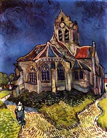 Vincent Van Gogh : l’église d’Auvers sur Oise. Première semaine de juin 1890. Huile sur toile,94 x 74 cm. Paris, musée d’Orsay