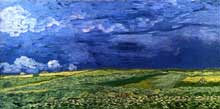 Vincent Van Gogh : champ sous un ciel d’orage. Juillet 1890. Huile sur toile, 50 x 100 cm. Amsterdam, Rijksmuseum Vincent van Gogh