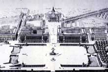 Ange Jacques Gabriel (1698-1782) : projet pour la place Louis XV ou Place de la Concorde de Paris. 1758