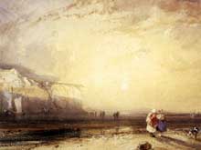 Richard Parkes Bonington : coucher de soleil dans le pays de Caux. 1828. Couleur à l’eau 200 x 260 mm. Londres, Wallace Collection