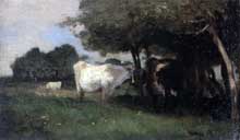 Serafino De Tivoli : paysage avec bœufs. 1855. Livourne, Museo Civico
