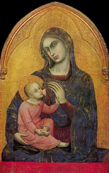 Barnaba da Modena : Vierge allaitant et enfant. Vers 1370 Tempera sur panneau, 109 x 72 cm. Paris, Musée du Louvre