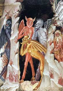 Andrea di Bonaiuto : la descente du Christ dans les limbes, détail. 1365-1368. Fresque. Florence, Cappella Spagnuolo de Santa Maria Novella