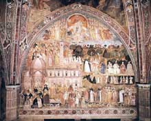 Andrea di Bonaiuto : Le chemin du salut ou le triomphe de l’Eglise. 1365-1368. Fresque. Florence, Cappella Spagnuolo de Santa Maria Novella