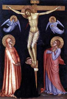 Andrea di Bonaiuto : crucifixion. 1370-1377. Tempera sur bois, 33 x 22 cm. Vatican, Pinacothèque