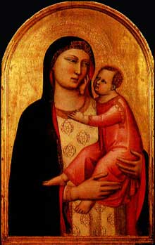Bernardo Daddi : Madone et enfant. 1335. Panneau de bois. Vatican, Pinacothèque