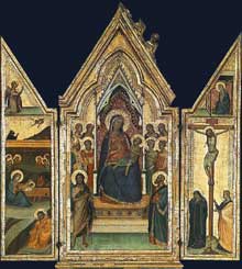 Bernardo Daddi : Triptyque de la Madone. 1335-1340. Tempera sur panneau de bois, 59,5 x 53,4 cm. Altenbourg, Staatliches Lindenau-Museum