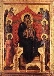 Duccio : Maestà. 1288-1300. Tempera sur bois, 31,5 x 22,5 cm. Berne, Kunstmuseum