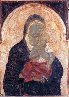 Duccio : Polyptyque N° 47, détail. Après 1311. Tempera sur bois, 80 x 60 cm. Sienne, Pinacothèque Nationale