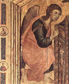 La Madone Rucellai, détail. 1285. Tempera sur bois, 450 x 290 cm. Florence, les Offices