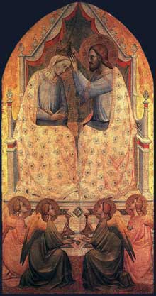 Gaddi Agnolo : Couronnement de la Vierge. Vers 1380. Panneau de bois, 182 x 94 cm. Londres, National Gallery