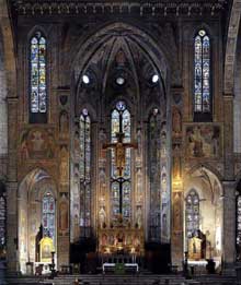 Gaddi Agnolo : Florence, Santa Croce : vue intérieure sur le choeur