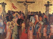 Gaddi Agnolo : Crucifixion. 1390-1396. Tempera sur bois, 57,5 x 77 cm. Florence, les Offices