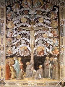 Taddeo Gaddi : L’Arbre de Vie ou allégorie de la Croix. 1330s. Fresque. Florence, Santa Croce