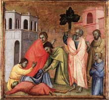 Taddeo Gaddi : Jean l’Evangéliste boit la coupe empoisonnée. 1348-1353. Tempera sur panneau de bois, 33 x 36 cm. Venise, collection Vittorio Cini