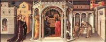 Gentile da Fabriano : Présentation de Jésus au Temple. Détail de la prédelle du retable de l’Adoration des Mages. 1423. Tempera sur bois, 25 x 62 cm. Paris, Musée du Louvre