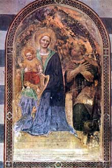 Gentile da Fabriano : Madone avec l’enfant. 1425. Fresque. Orvieto, Dôme