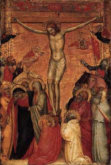 Giovanni da Milano : La Crucifixion. 1350s. Tempera sur panneau de bois, 51 x 36 cm. Collection privée