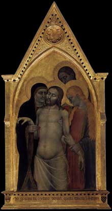 Giovanni da Milano : Pietà . 1365. Tempera sur panneau de bois, 110 x 46 cm. Florence, Galleria dell’Accademia