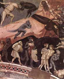 Giotto : Le Jugement dernier, détail. 1306. Fresque. Padoue: la chapelle Scrovegni ou chapelle de l’Arena