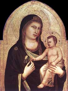 Giotto : Madone et enfant. 1320-1230. Tempera sur bois, 85,5 x 62 cm. Washington, National Gallery of Art
