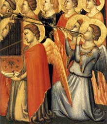 Giotto : Le polyptyque Baroncelli, détail. Vers 1334. Tempera sur bois. Florence, Santa Croce, chapelle Baroncelli