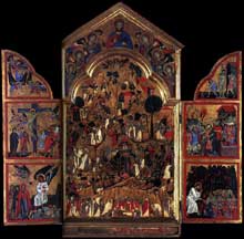 Grifo di Tancredi : Triptyque. Tempera sur panneau de bois, 119 x 125 cm. (volets ouverts). Edimbourg, National Gallery of Scotland