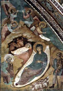 Maître de larrestation : Nativité. 1290s. Fresque. Assise, église supérieure Saint François dAssise